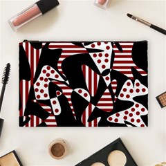 Red, Black And White Abstraction Cosmetic Bag (large)  by Valentinaart