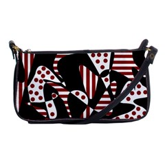 Red, Black And White Abstraction Shoulder Clutch Bags by Valentinaart