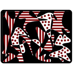 Red, Black And White Abstraction Fleece Blanket (large) 