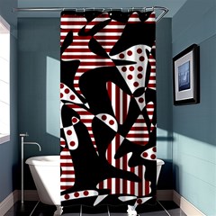 Red, Black And White Abstraction Shower Curtain 36  X 72  (stall)  by Valentinaart