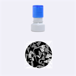 Red, black and white abstraction Rubber Round Stamps (Small) 1.12 x1.12  Stamp