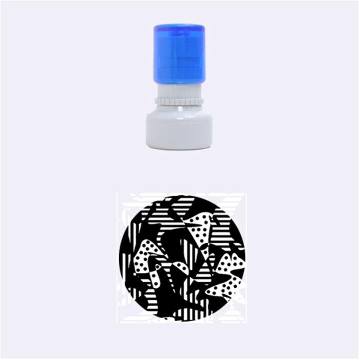 Red, black and white abstraction Rubber Round Stamps (Small)