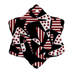 Red, Black And White Abstraction Snowflake Ornament (2-side)