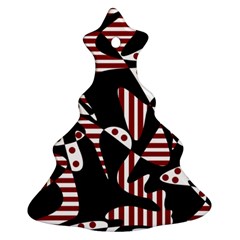 Red, Black And White Abstraction Christmas Tree Ornament (2 Sides)