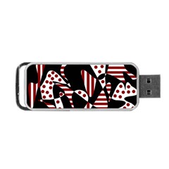 Red, Black And White Abstraction Portable Usb Flash (one Side)