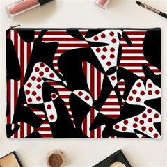 Red, Black And White Abstraction Cosmetic Bag (xxxl)  by Valentinaart