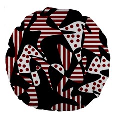 Red, Black And White Abstraction Large 18  Premium Round Cushions by Valentinaart