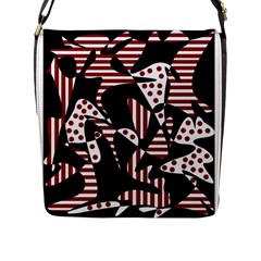 Red, Black And White Abstraction Flap Messenger Bag (l)  by Valentinaart