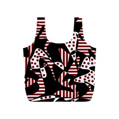 Red, Black And White Abstraction Full Print Recycle Bags (s)  by Valentinaart