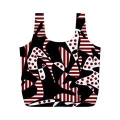 Red, Black And White Abstraction Full Print Recycle Bags (m)  by Valentinaart