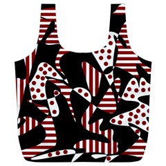 Red, Black And White Abstraction Full Print Recycle Bags (l)  by Valentinaart