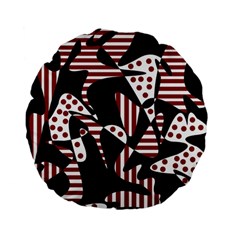 Red, Black And White Abstraction Standard 15  Premium Flano Round Cushions by Valentinaart