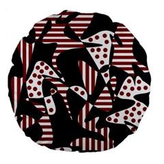 Red, Black And White Abstraction Large 18  Premium Flano Round Cushions