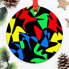 Colorful Abstraction Ornament (round)  by Valentinaart