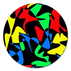 Colorful Abstraction Magnet 5  (round) by Valentinaart