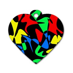 Colorful Abstraction Dog Tag Heart (two Sides) by Valentinaart