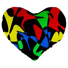 Colorful Abstraction Large 19  Premium Flano Heart Shape Cushions