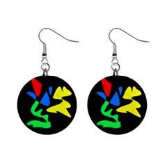 Colorful Abstraction Mini Button Earrings by Valentinaart