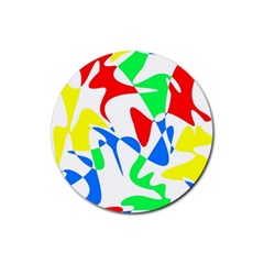 Colorful Abstraction Rubber Coaster (round)  by Valentinaart