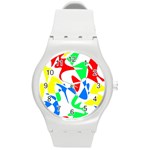 Colorful abstraction Round Plastic Sport Watch (M) Front