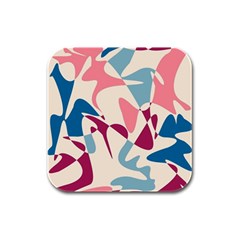 Blue, Pink And Purple Pattern Rubber Square Coaster (4 Pack)  by Valentinaart