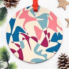 Blue, Pink And Purple Pattern Round Ornament (two Sides)  by Valentinaart