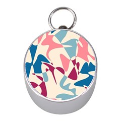 Blue, Pink And Purple Pattern Mini Silver Compasses