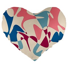 Blue, Pink And Purple Pattern Large 19  Premium Flano Heart Shape Cushions