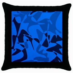 Blue Pattern Throw Pillow Case (black) by Valentinaart