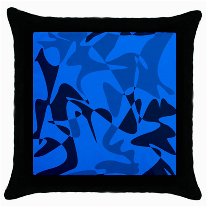 Blue pattern Throw Pillow Case (Black)