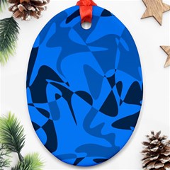 Blue Pattern Oval Ornament (two Sides) by Valentinaart