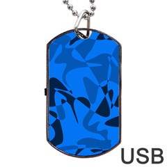 Blue Pattern Dog Tag Usb Flash (two Sides) 