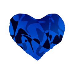 Blue Pattern Standard 16  Premium Heart Shape Cushions by Valentinaart