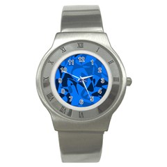 Blue Pattern Stainless Steel Watch by Valentinaart