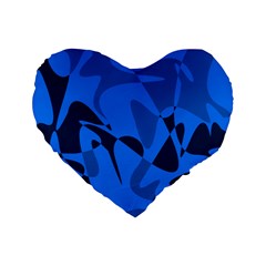 Blue Pattern Standard 16  Premium Flano Heart Shape Cushions by Valentinaart