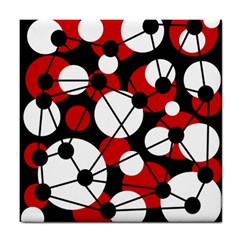 Red, Black And White Pattern Tile Coasters by Valentinaart