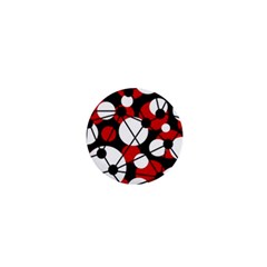 Red, Black And White Pattern 1  Mini Buttons by Valentinaart