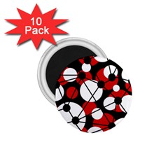 Red, Black And White Pattern 1 75  Magnets (10 Pack)  by Valentinaart