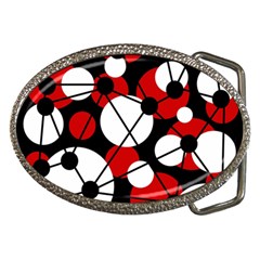 Red, Black And White Pattern Belt Buckles by Valentinaart