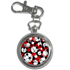 Red, Black And White Pattern Key Chain Watches by Valentinaart