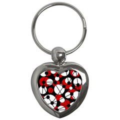 Red, Black And White Pattern Key Chains (heart)  by Valentinaart