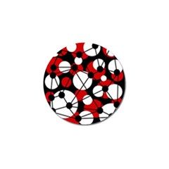 Red, Black And White Pattern Golf Ball Marker by Valentinaart