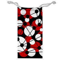 Red, Black And White Pattern Jewelry Bags by Valentinaart