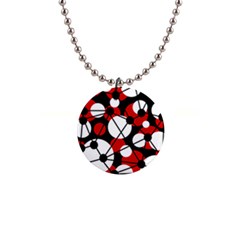 Red, Black And White Pattern Button Necklaces by Valentinaart