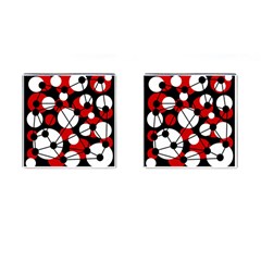 Red, Black And White Pattern Cufflinks (square) by Valentinaart