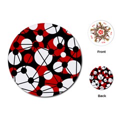 Red, Black And White Pattern Playing Cards (round) 