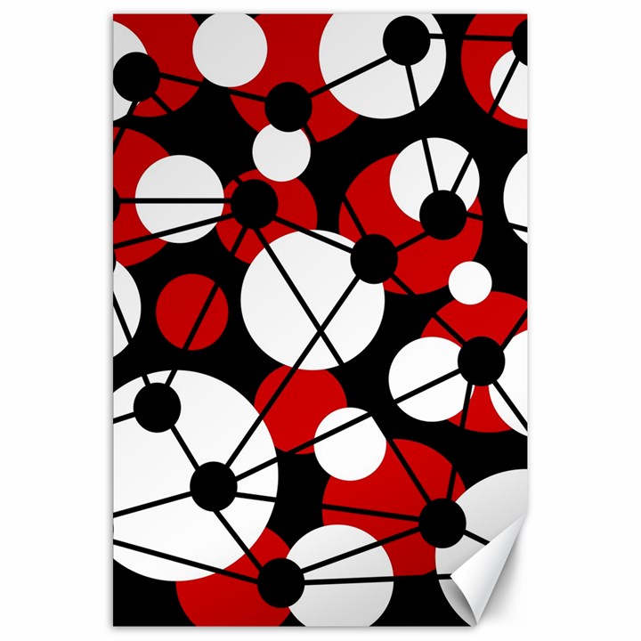 Red, black and white pattern Canvas 20  x 30  