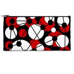 Red, Black And White Pattern Pencil Cases by Valentinaart