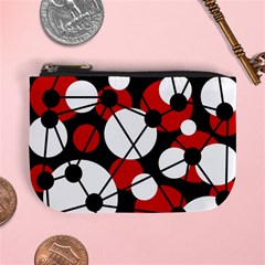 Red, Black And White Pattern Mini Coin Purses by Valentinaart