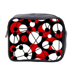 Red, Black And White Pattern Mini Toiletries Bag 2-side by Valentinaart